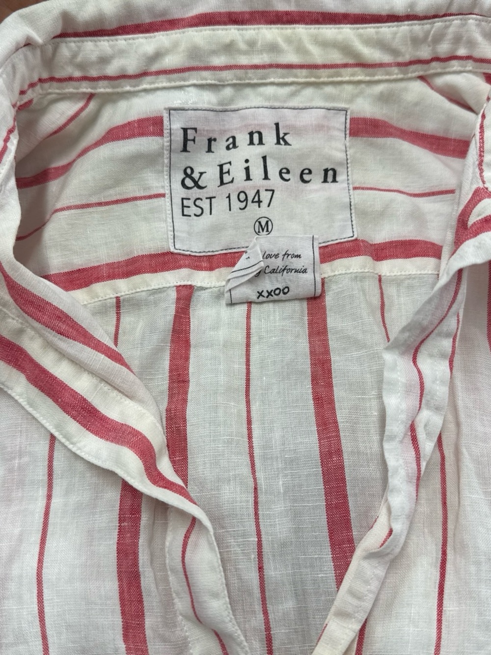 Frank & Eileen White Red Linen Stripe Button-Up Shirt - Picture 3 of 7